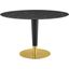 Zinque 47 Inch Artificial Marble Dining Table In Black and Gold