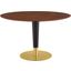 Zinque 47 Inch Dining Table In Walnut EEI-5140-GLD-WAL