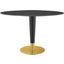 Zinque 48 Inch Oval Artificial Marble Dining Table In Black and Gold