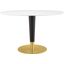 Zinque 48 Inch Oval Dining Table In Gold and White