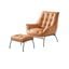 Zusa Accent Chair and Ottoman In Sandstone Top Grain Leather