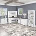 Bush Furniture Fairview 60W L Shaped Desk With Hutch, Bookcase, Storage And File Cabinets In Antique White And Tea Maple