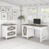 Bush Furniture Key West 60" L Shaped Desk Washed Gray