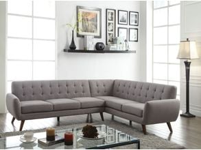 Acme Qulan Sectional Sofa With 2 Pillows In Light Blue Velvet