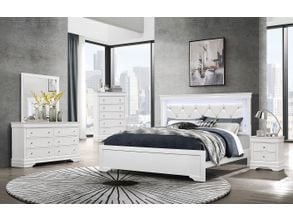 Allura white upholstered on sale panel bedroom set