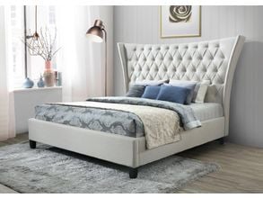 Baxton Studio Stella Crystal Tufted White Modern Bed With