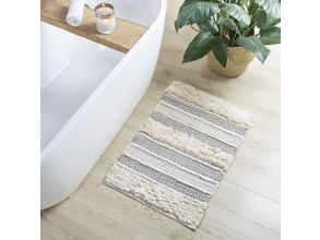 Olliix Tassel Striped Bath Rug Black/ Cream