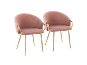 Aura Dining Chair in Blush and Polished Brass (Set of 2)