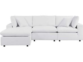 Sunset Trading - Cloud Puff 5 Piece Slipcovered Modular L Shaped Sectional  Sofa With Ottoman Performance White - SU-1458-81-3C-1A-1O