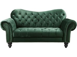 Homeroots Green Velvet Loveseat 1StopBedrooms