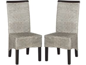 Ilya Antique Gray Wicker Dining Chair Set of 2 by Safavieh