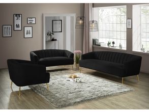 Manhattan Comfort Trillium 2-Piece Black and Gold Velvet Sofa and Armchair  Living Room Set 2-SS559-BK - The Home Depot