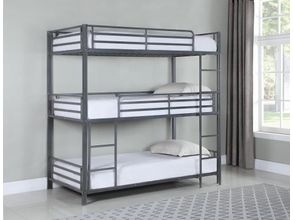 Garner Gunmetal Twin Triple Bunk Bed by Coaster 1StopBedrooms