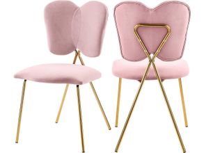 Craft Performance Velvet Dining Side Chairs Set of 2 In Gold Dusty Rose by  Modway