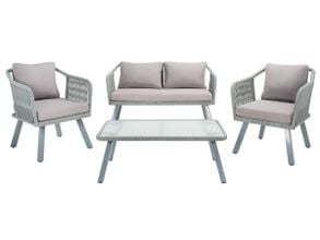 Acme OT01092 Brayden studio braxten laurance grey fabric and grey faux  wicker patio sectional with reversible chaise and coffee table