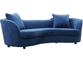 Baxton Studio Nevena Glam Royal Blue Velvet Fabric Upholstered  Gold-Finished Sofa 