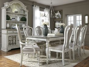 Magnolia Manor Antique White Extendable Rectangular Leg Dining Room Set