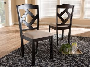 Baxton Studio Louis Traditional French Inspired Beige Faux Leather Upholstered and Black Finished Wood 2-Piece Dining Chair Set