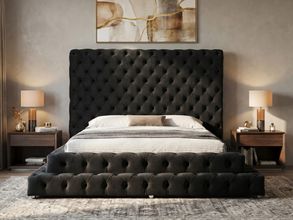 Abigail King Tufted Upholstered Platform Bed In Black
