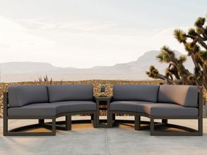 Avion 3 Piece Curve Sectional Set In Canvas Charcoal and Slate