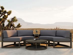 Avion 4 Piece Curve Sectional Set In Canvas Charcoal and Slate