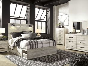 Cambeck Whitewash Panel Bedroom Set with Double Underbed Storage