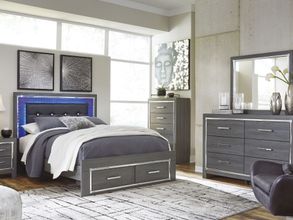 Lodanna Gray Upholstered Panel Storage Bedroom Set