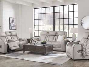 Boyington Power Reclining Living Room Set In Gray
