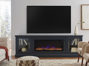 Byron 98 Inch Fireplace Console In Malta Blue