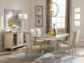  Homelegance Orsina Dining Chairs with Arm Luxurious Design  with Crystal Button Tufting, Set of 2, Pearl - Chairs