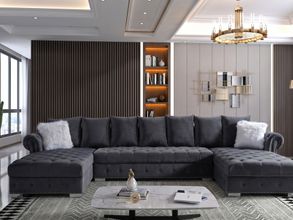 Evelyn Grey Velvet 3 Piece Sectional