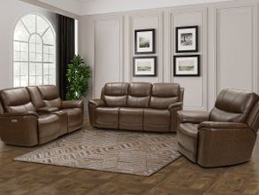 Vail Burnt Sienna Leather Dual Power Reclining Living Room Set