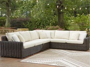 Kimora 4-Piece Outdoor Sectional In Beige and Dark Brown