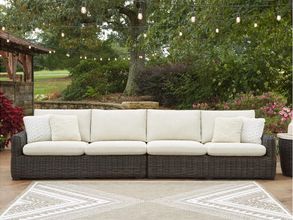 Kimora Outdoor Right and Left-arm Facing Loveseat with Cushion Set of 2 In Beige and Dark Brown
