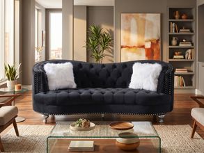 Lori Black Velvet Tuxedo Arm Sofa