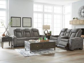 Next-Gen Durapella Power Reclining Living Room Set With Adjustable Headrest In Slate