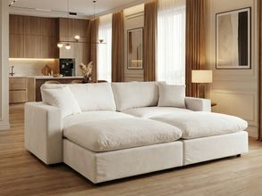 Rosedale Modular Loveseat with 2 Ottoman In Beige Velvet