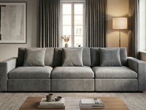 Rosedale Modular Sofa In Grey Velvet