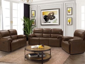 Vail Burnt Sienna Leather Dual Power Reclining Living Room Set