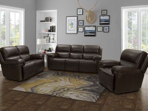 Vail Burnt Sienna Leather Dual Power Reclining Living Room Set