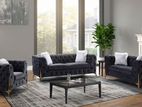 Sheila Dark Grey Velvet Living Room Set