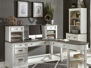 Allyson Park Wirebrushed White L Shaped Home Office Set