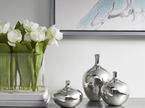 Ansen Metallic Vase 3 Piece Set In Silver