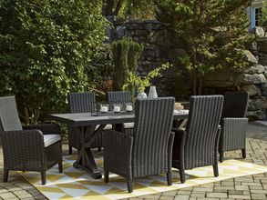 Beachcroft Outdoor Dining Room Set In Black and Grey