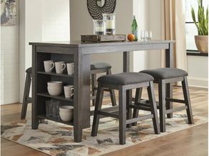 Caitbrook Gray Rectangular Counter Height Dining Room Set