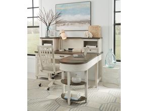 Caraway Aged Ivory L Shaped Home Office Set with Hutch