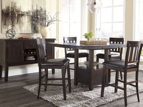 Haddigan Dark Brown Rectangular Extendable Counter Height Dining Room Set