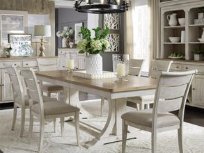 Farmhouse Reimagined Antique White Extendable Trestle Dining Room Set