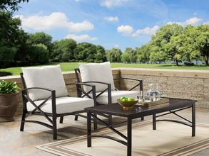 Kaplan 3 Piece Outdoor Chair Set In Oatmeal and Oil Rubbed Bronze
