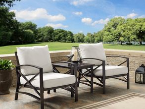 Kaplan 3 Piece Outdoor Chair Set In Oatmeal and Oil Rubbed Bronze